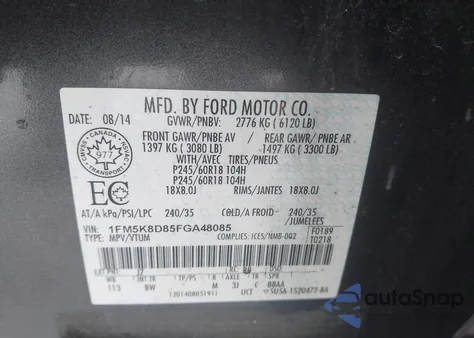 2015 Ford Explorer Xlt z USA, uszkodzony, nr VIN 1FM5K8D85FGA48085